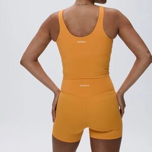 Adanola Mango Orange Work Out Set Tank and Biker Shorts